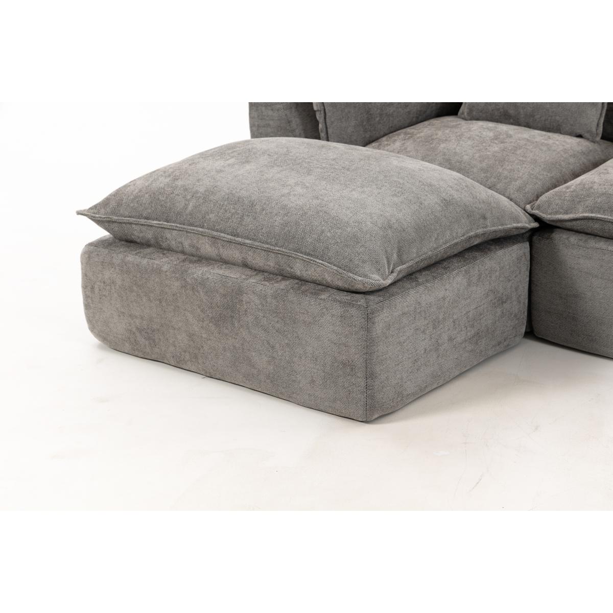 Aobtkel 129.8" Wide Cloud Oversized Modular Sectional Couch - 4-Seat with 2 Ottomans, Deep Wide Seat, True Relax Comfy Living Room Indoor Furniture Set,dorm essentials,home decor