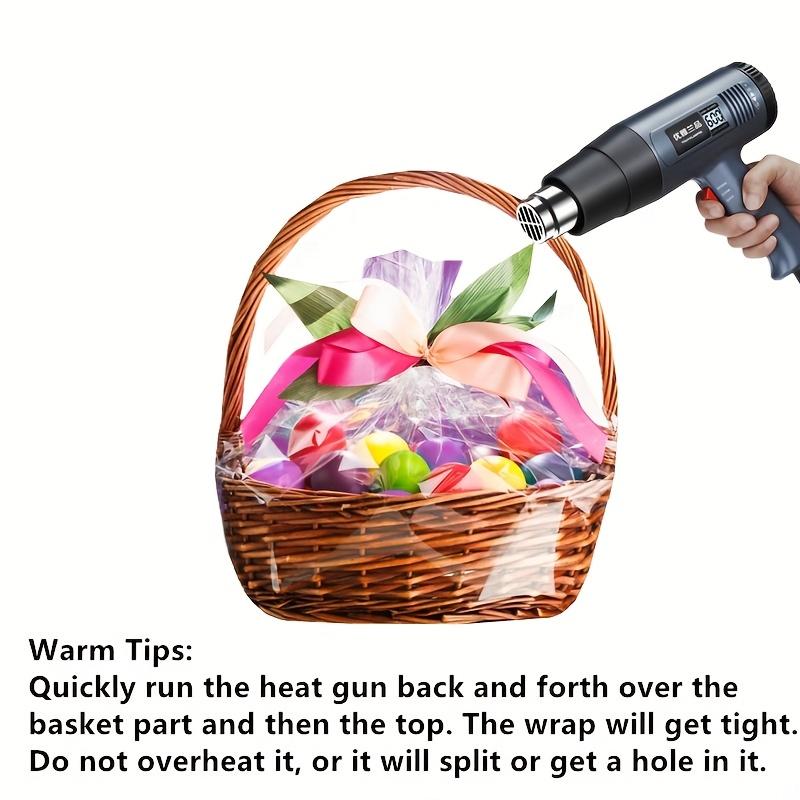 10pcs Large Shrink Wrap Bags for Gift Baskets, Transparent PVC Heat Seal Bags, 20x28/24x32/28x35 Inches, Easter Halloween Christmas Valentine's Day