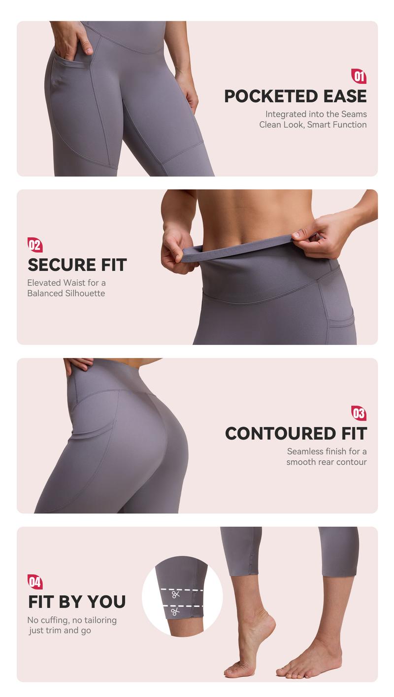 [Size up recommended] Viconow Tummy Control Capris Shorts for Women with Pockets - High Waist Bike Leggings for Gym Workout Athletic Running Yoga Casual Daily Wear Solid Color Comfortable Fit