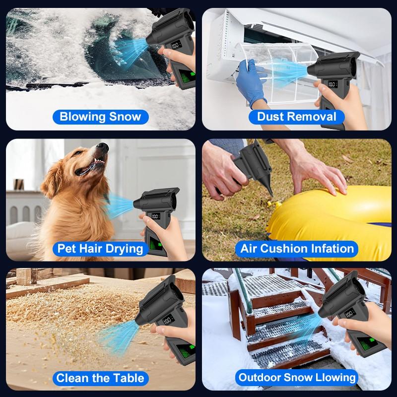 Brushless Turbine Mini Hair Dryer, Five-Speed Adjustable, Rechargeable, Portable Electric Fan, Ideal for Car, Computer, Home, Outdoor Use