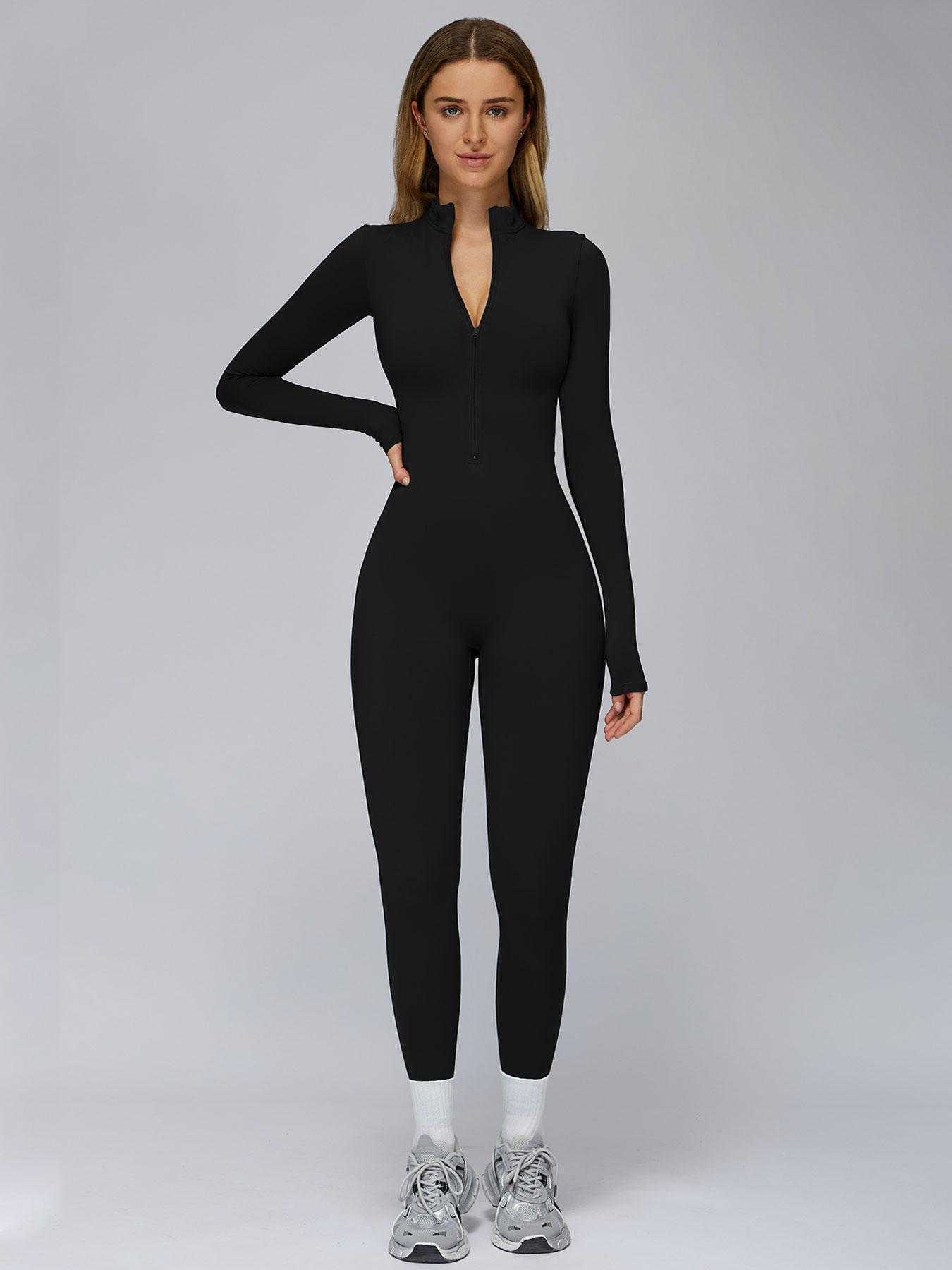 Autumn Winter Cross-Border Jumpsuit, Tight-Fitting Fleece Yoga Jumpsuit, Outdoor Warm One-Piece, Sporty Comfy Jumpsuit, Running Fitness Clothes