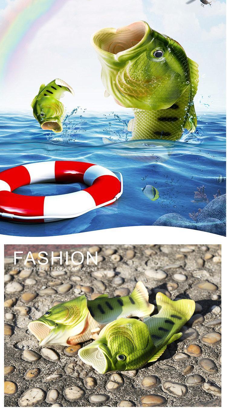Slippers Man Funny  Footwear Family Shoes Parent-child Sandals Plus Size 24-47 Summer Beach Shoes Boys Unisex Fish Slippers 2023