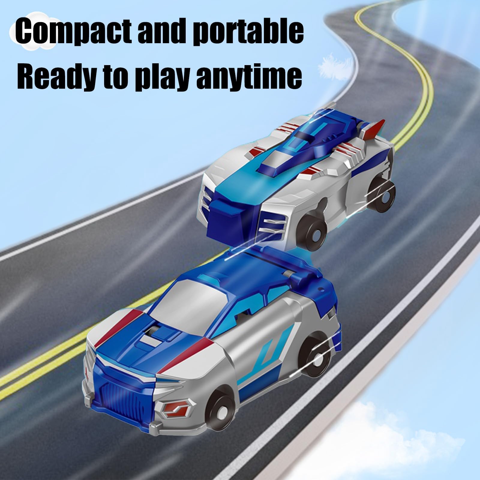 Dinosaur Transforming Car Toy, Magnetic Cars Transform into Dinosaurs,Fun - Collision Transformation Car Toys for Boys & Girls|Party Favors Gift for Birthday, Christmas (Blue) dinosaur toysdinosaur toys collision transforming dinosaur car toy