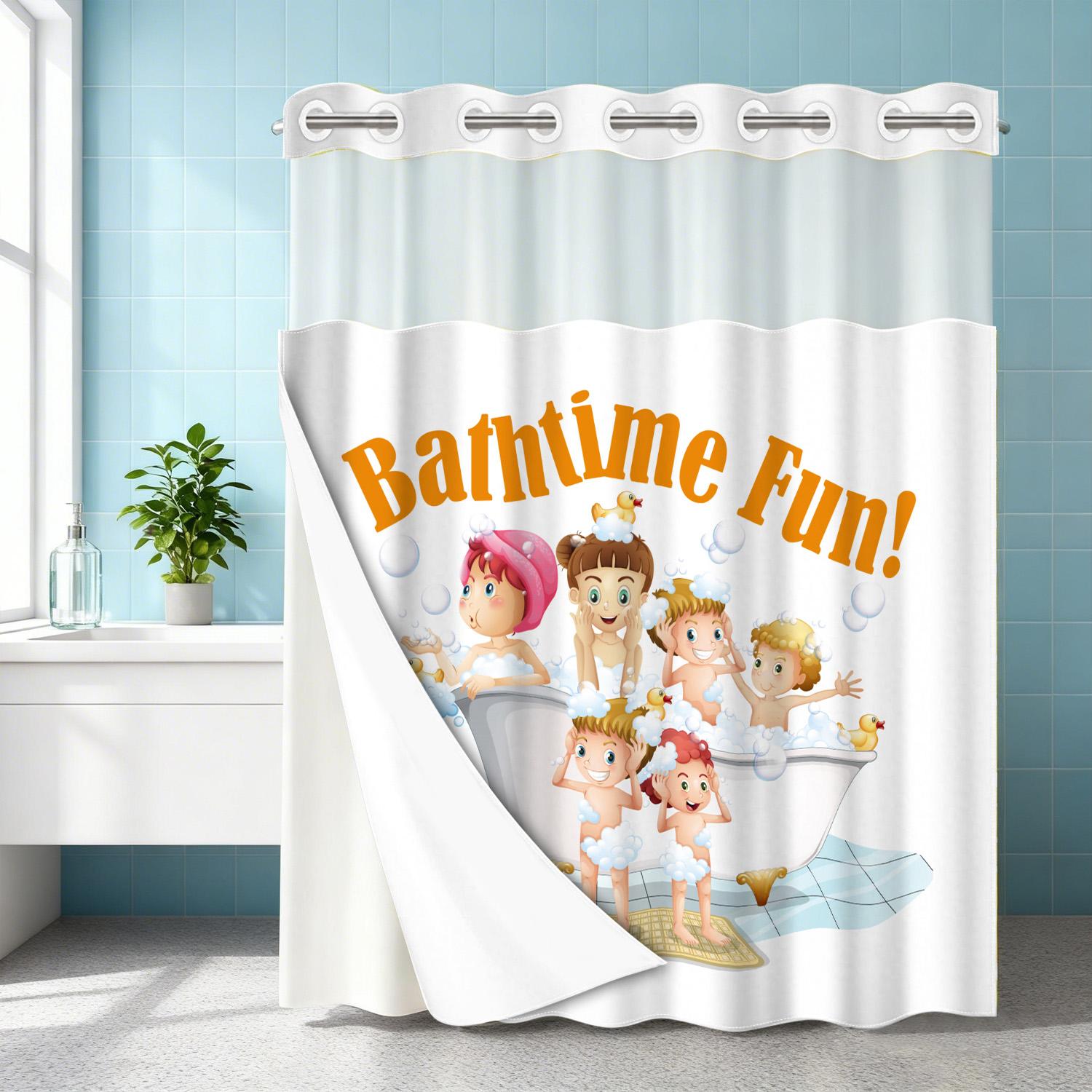 1PC double-layer large ring shower curtain, children play with bubbles in the bathtub, shower curtain, high-end quick drying hanging curtain, bathroom, curtain, waterproof, anti mold curtain