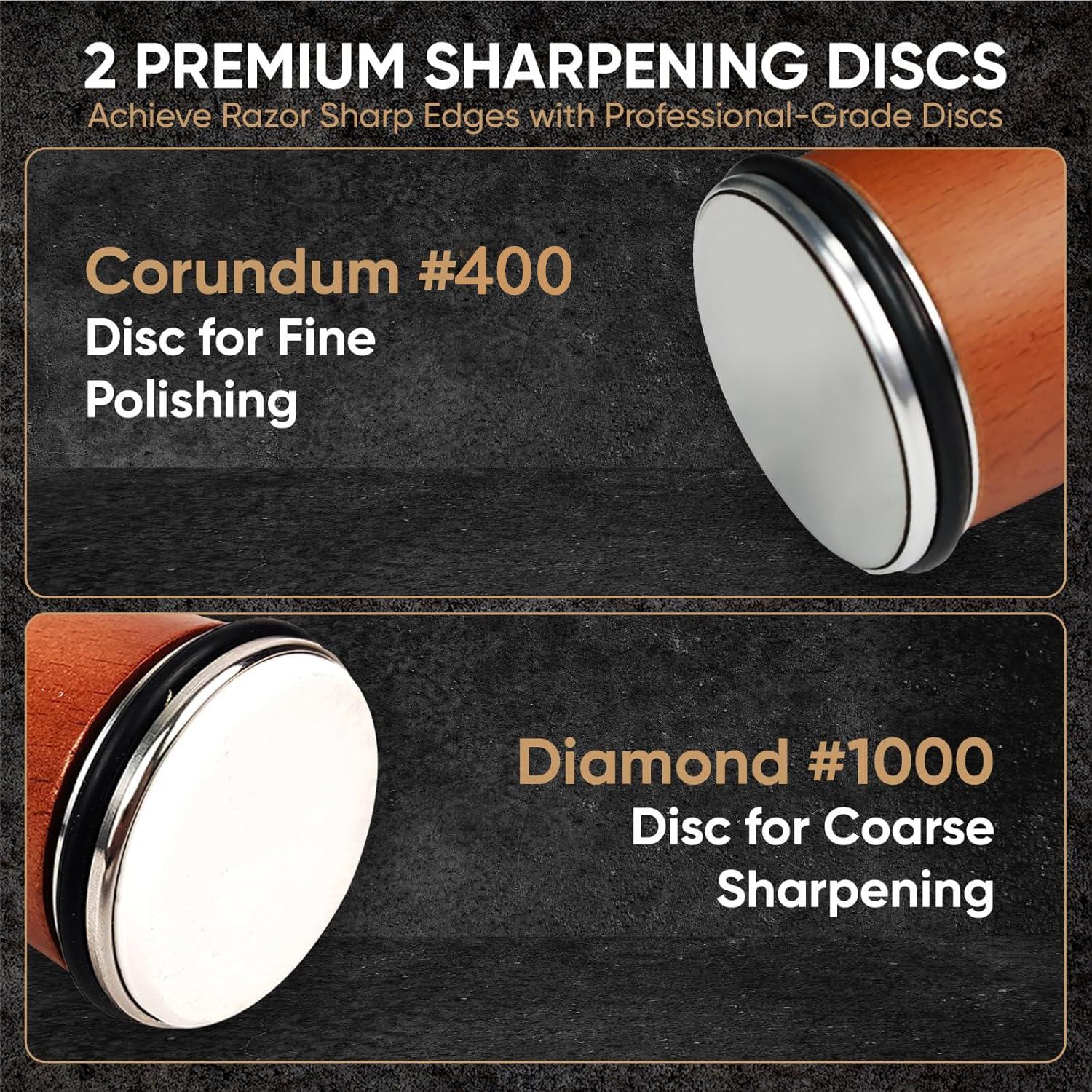 Rolling Knife Sharpener Kit, Wooden, 2/4/5-Angle Rolling Sharpener Set, Features Diamond Abrasives Suitable for Steel of Any Hardness, Kitchen Sharpener Includes Magnetic Angles at 12°,15°,18°,20°,22°, Plus Abrasive Disc Accessories