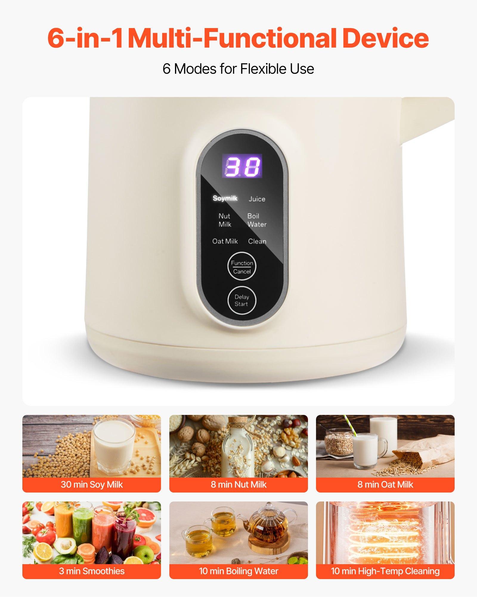 【Summerfinds】VEVOR 6-in-1 Nut Milk Maker, 20 oz Soy Milk Maker Machine with 6 Blades, for Homemade Oat, Nut, Soy, Juice, Plant-Based and Non Dairy Beverages with High-Temp Self-Cleaning, Boil Water, 12-Hour Delay 【Summerfinds】VEVOR 6-in-1 Nut Milk Maker, 20 oz Soy Milk Maker Machine with 6 Blades, for Homemade Oat, Nut, Soy, Juice, Plant-Based and Non Dairy Beverages with High-Temp Self-Cleaning, Boil Water, 12-Hour Delay