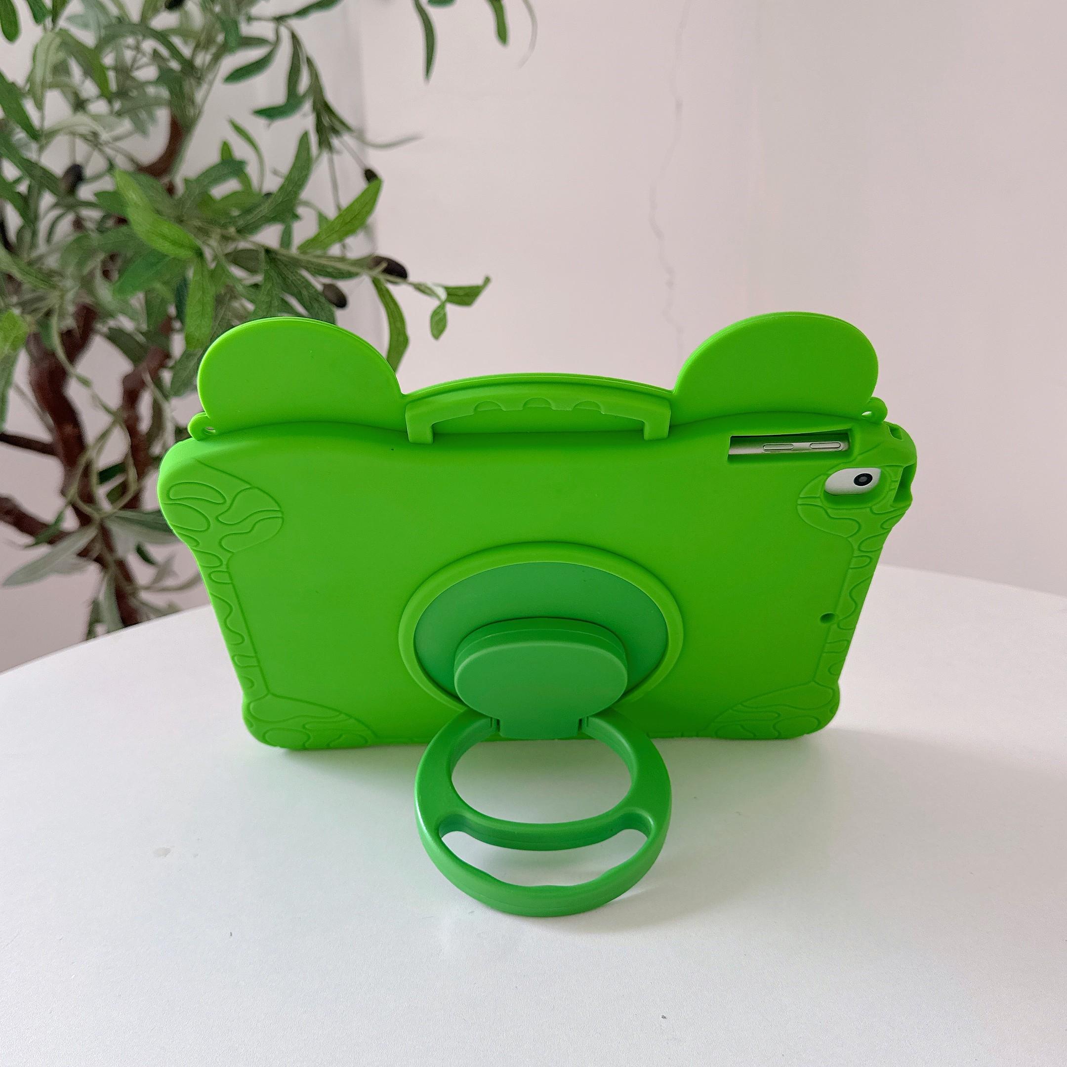 Cute Frog Tablet Case for Kids, Soft Silicone Protective Cover, 360° Rotating Stand, Cartoon Design, Compatible with iPad 7th-10th & Air 11-Inch, Tablet Accessories
