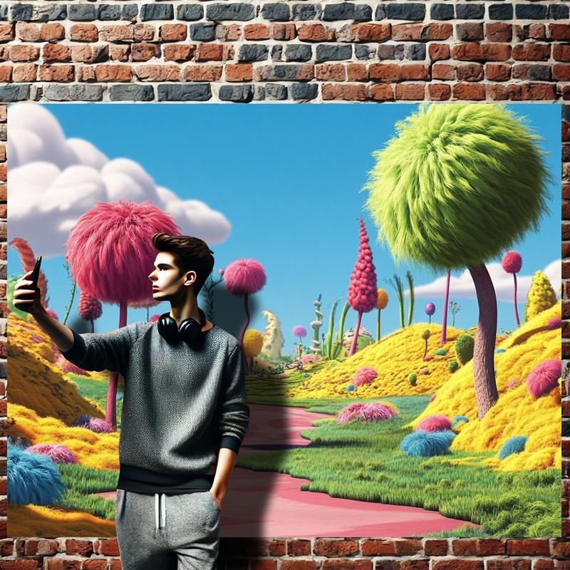 Vibrant Party Banner, Fun Dr Seuss Landscape Design, Trees, Winding Path, Soft Flowers, Indoor Outdoor Decor