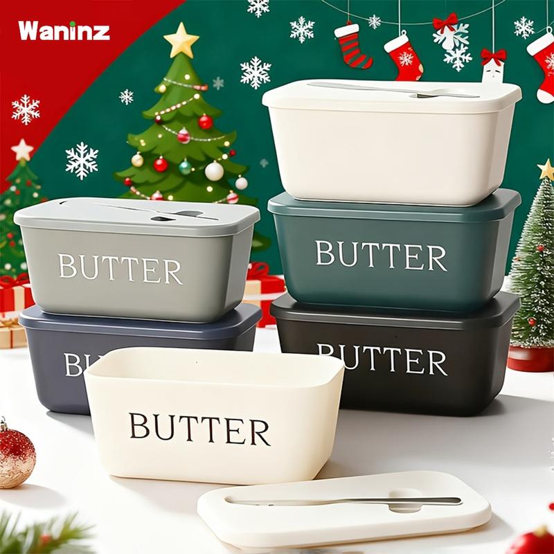 Sealed Butter Box with Lid, Stainless Steel Knife Included, Plastic Butter Tray Container for Counter & Fridge Door Organizer, Food Storage Containers