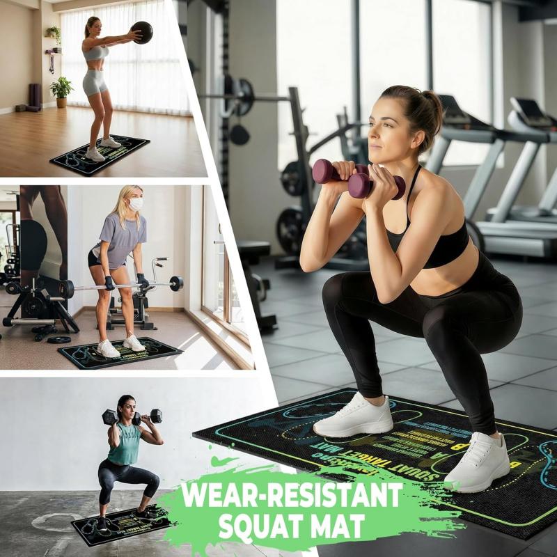 Pilates Squat Guide  with ft Position Markers, Professional Lightweight Non-Slip Training  for Home Gym, Travel high jump mat anti-slip fitness workout accessory