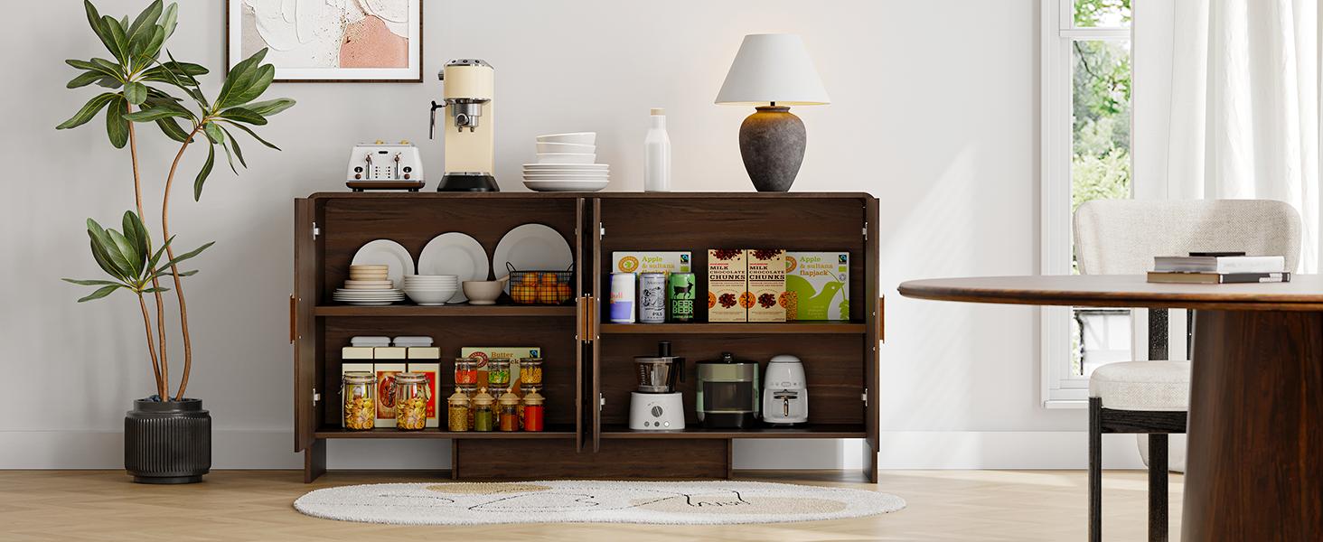 【SPOTLIGHT DAY】ONBRILL Gorgeous 31.5"/60" Buffet Cabinet Sideboard with Storage, Modern INS Coffee Bar Cabinet with Doors, Farmhouse Storage Cabinet with Adjustable Shelves for Living Room Kitchen Hallway,Bedroom Furniture,Christmas Gift