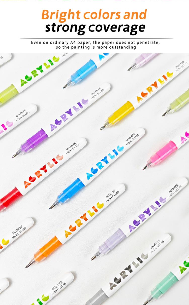 GuangNa High Gloss Acrylic Markers,1mm Bullet Nib Acrylic Paint Pens,Art Markers Pen,Bright Colors,Big Capacity ink,Wide Range of Uses,For Rock Painting, Canvas, Wood, Glass, Ceramic, Fabric, Plastic, Egg,Gift For Back To School,Marker Pen Set