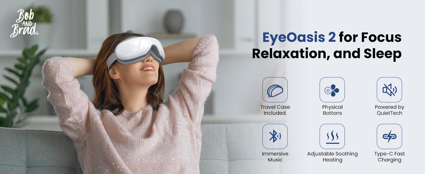 BOB AND BRAD Smart Eye Massager EyeOasis 2 - Adjustable Heated Eye Massager Comfort with Compression Music Therapy Relief for Migraines Relaxation, Pressure Reduce Dry Eye Improve Sleep,Olympic trials Massaging with Storage,Ideal Gifts for Relieve Black BOB AND BRAD Smart Eye Massager EyeOasis 2 - Adjustable Heated Eye Massager Comfort with Compression Music Therapy Relief for Migraines Relaxation, Pressure Reduce Dry Eye Improve Sleep,Olympic trials Massaging with Storage,Ideal Gifts for Relieve Black