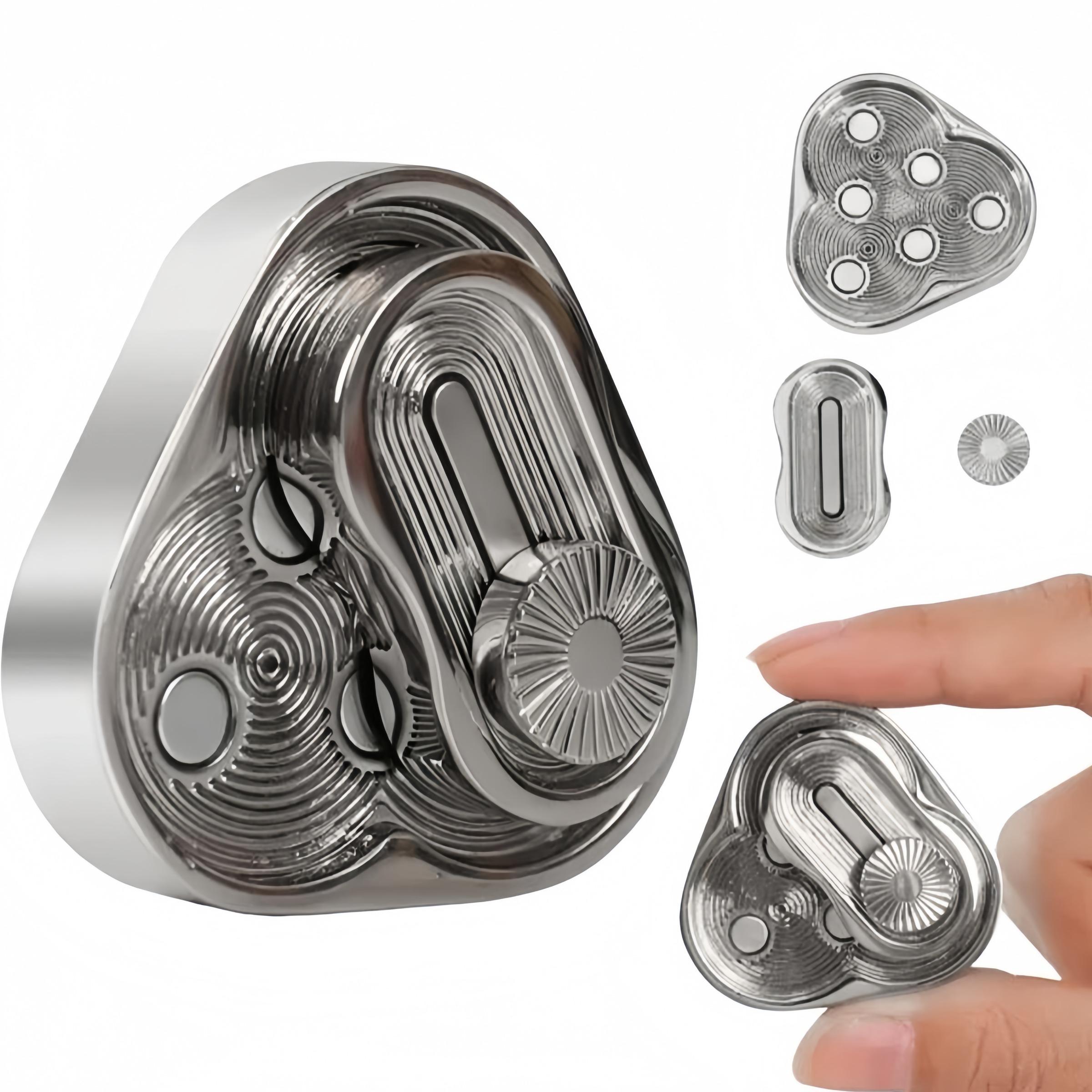 1pc Triangle Metal Stress Relief Adult Fidget Toy, Magnetic Metal Slider for Anxiety Relief, Edc Finger Toy for Pressure Management