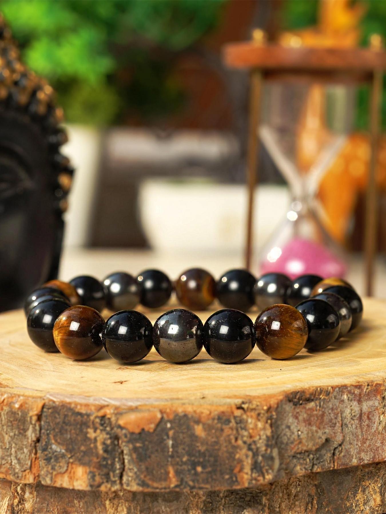 Triple Protection Bracelet, Unisex Gemstone Healing Crystal Bracelet, Fashionable Jewelry for Women & Men, Ideal Gift for Friends