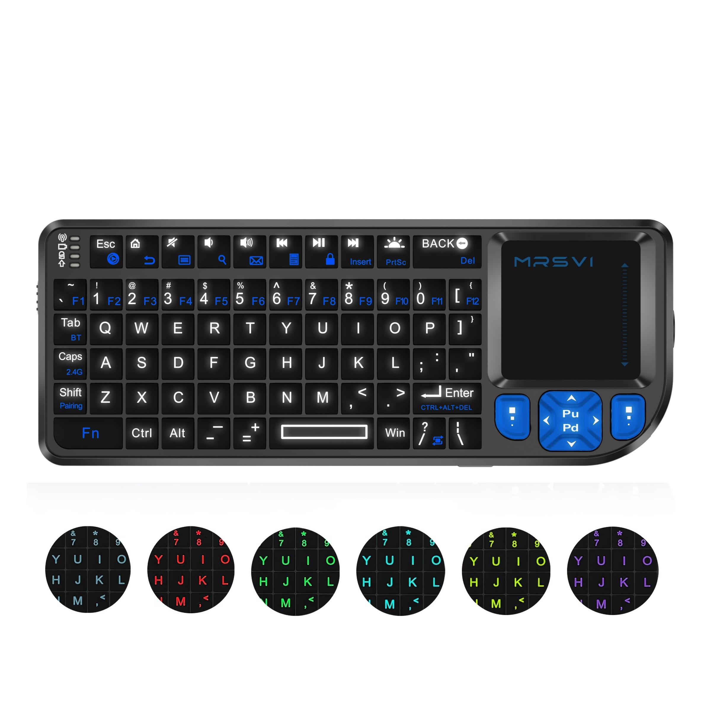 Mrsvi Bluetooth-compatible Mini Keyboard with Touchpad, Wireless Backlit Rechargeable Design, Compatible with PC, Smart TV, Projectors for Office & Home Use