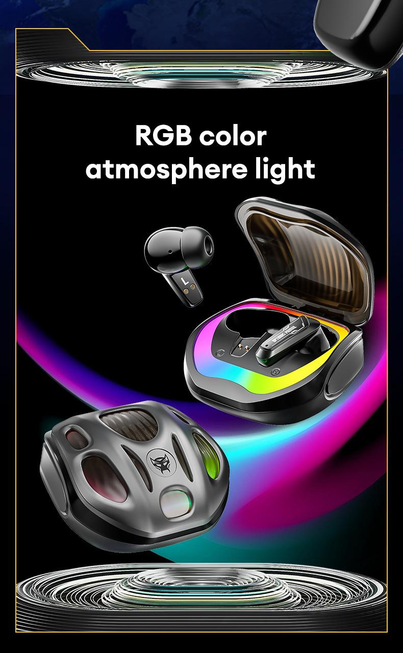 Transformers T35 Wireless Bluetooth Headphones Newly Bluetooth 5.4 Headphones RGB Color Atmosphere Light 360°Stereo Surround Sound Up to 36 Hours Battery Life