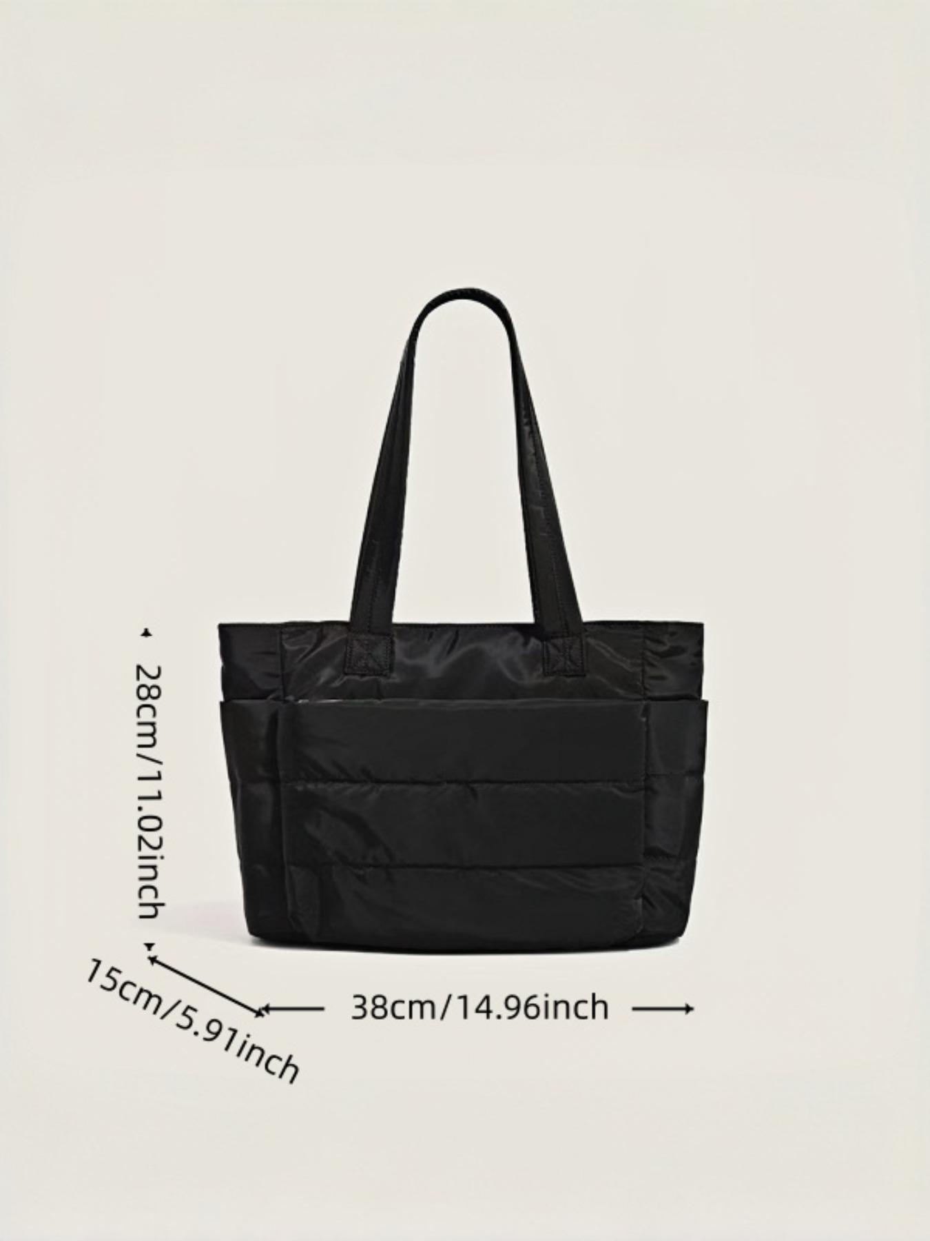 Korean Lazy Style Down Tote Bag, Quilted Puffer Tote, Large Capacity Commuter Bag, Versatile Shoulder Bag for Work and School, Fashionable Everyday Use