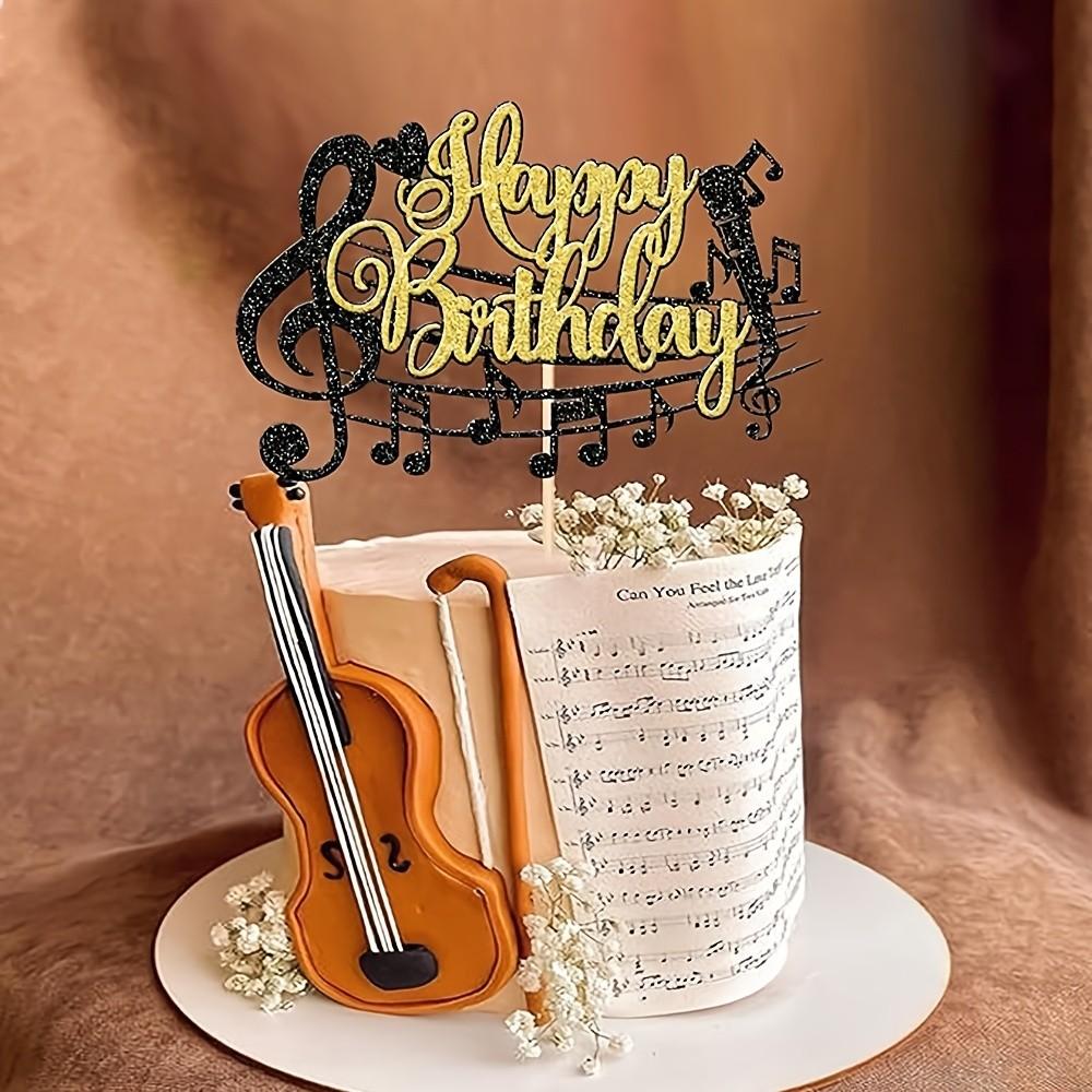 1 music-themed birthday party cake decoration