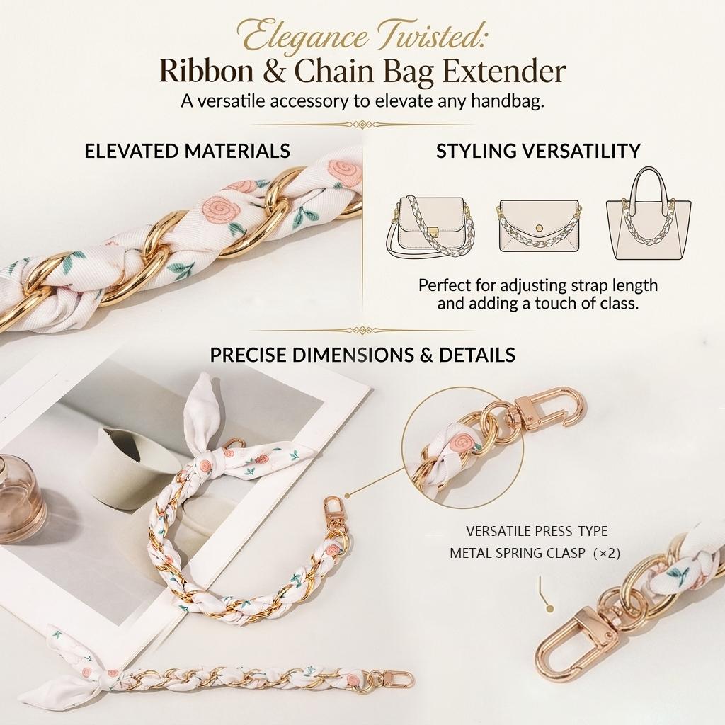 Woven Scarf Chain Phone Strap, Fashion Bag Extender, Luxury Bag Accessory, Two-In-One Phone Lanyard, Perfect Gift for Women Girls