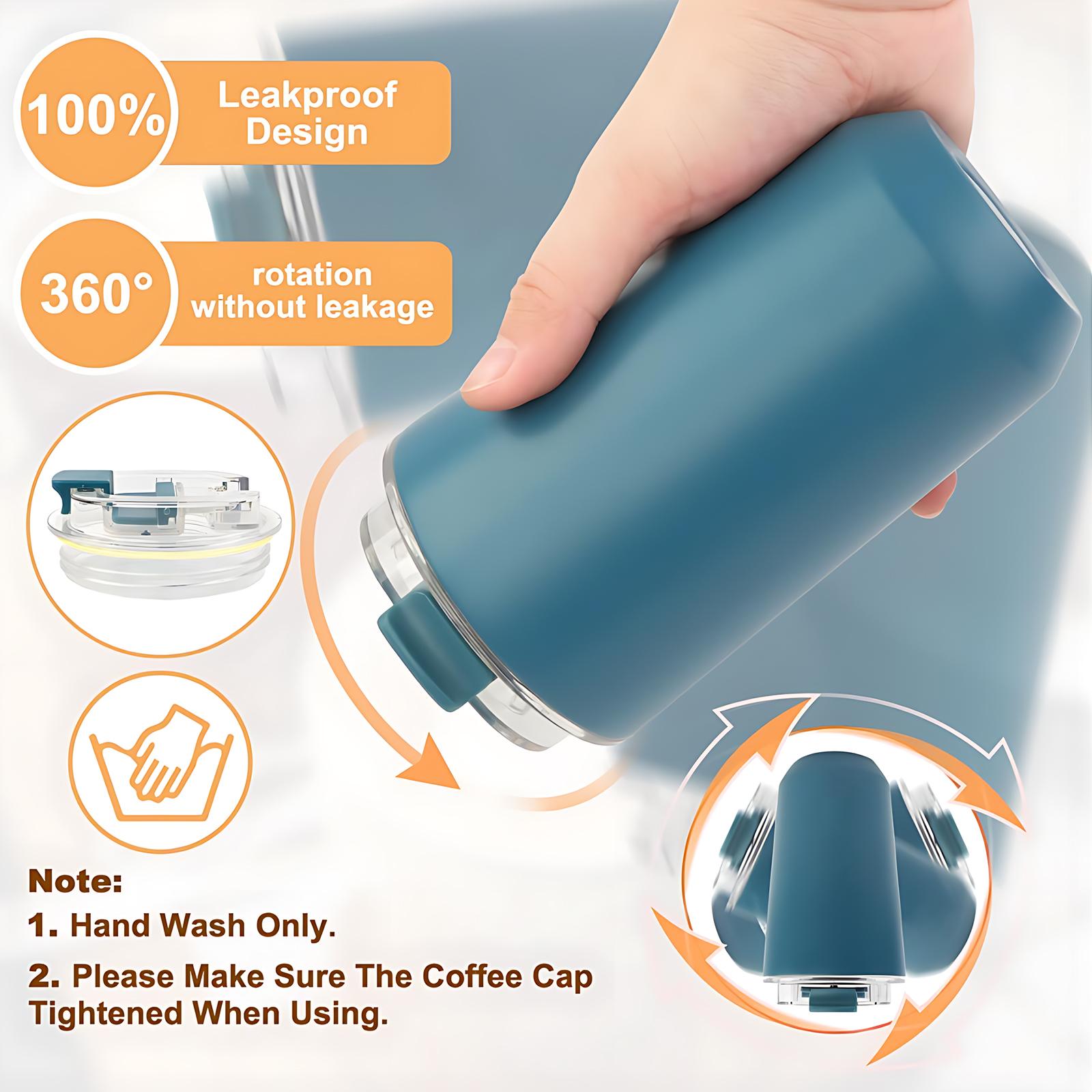 1Pc 15oz Double Wall Stainless Steel Vacuum Insulated Mug, Tumbler with Lid, Matte Finish Thermal Cup, Keep Hot 6H/Cold 12H, Compact Leak-Proof Insulated Cup for Coffee Tea, Great for Office/Commute/Travel/Home Use, Unique Gift, Minimalist Style