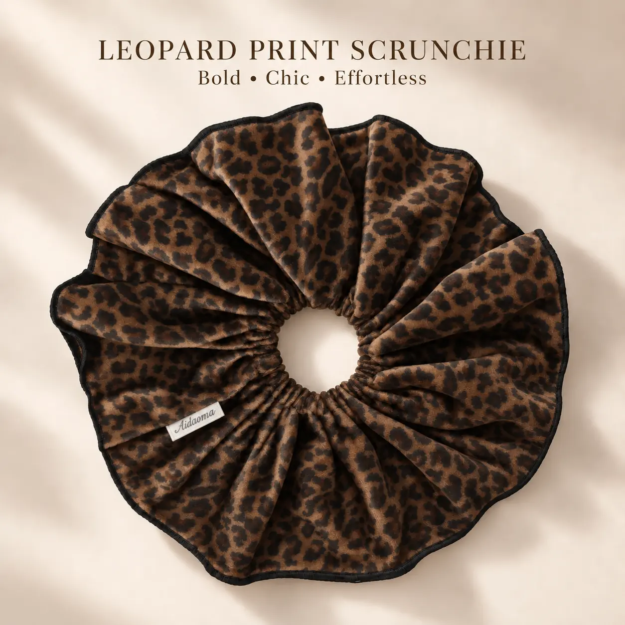 Leopard Print Oversized Scrunchie, Soft Fabric Hair Tie for Women and Girls, Large Hair Accessory
