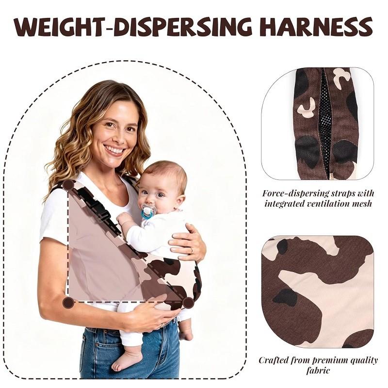 Baby Carrier Slung, Portable Lightweight Anti-Slip Bottom Seat, Leopard Print Design, Unisex Infant & Toddler Wear, Travel, 10-30 Lbs Capacity