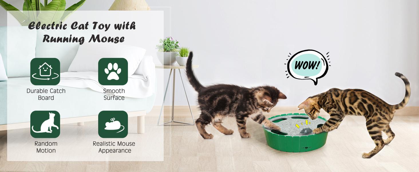 Pawaboo 4 Holes Whack-a-mole Electric Cat Toy, Interactive Cat Toy with Running Mouse, Pop and Play Hide Seek Cat Toy,Pet Supplies