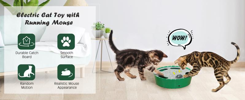 Pawaboo 4 Holes Whack-a-mole Electric Cat Toy, Interactive Cat Toy with Running Mouse, Pop and Play Hide Seek Cat Toy,Pet Supplies