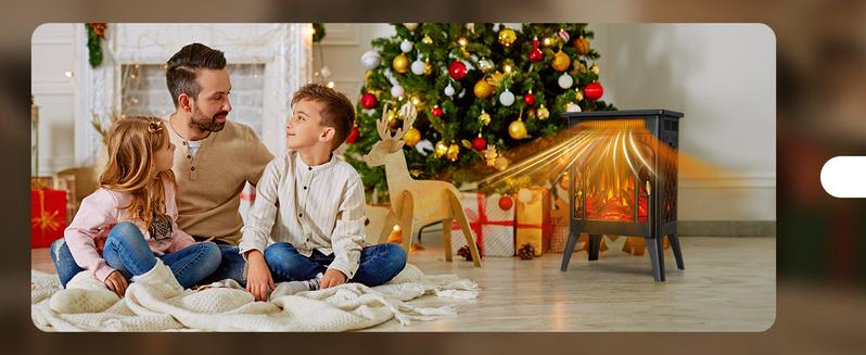 COWSAR Electric Fireplaces, 1500W Infrared Electric Stove Heater, Efficient Heating, 3D Realistic Flame, Remote Control, 8H Timer, Freestanding Stove for Living Room Bedroom Indoor Use, 5100 BTU