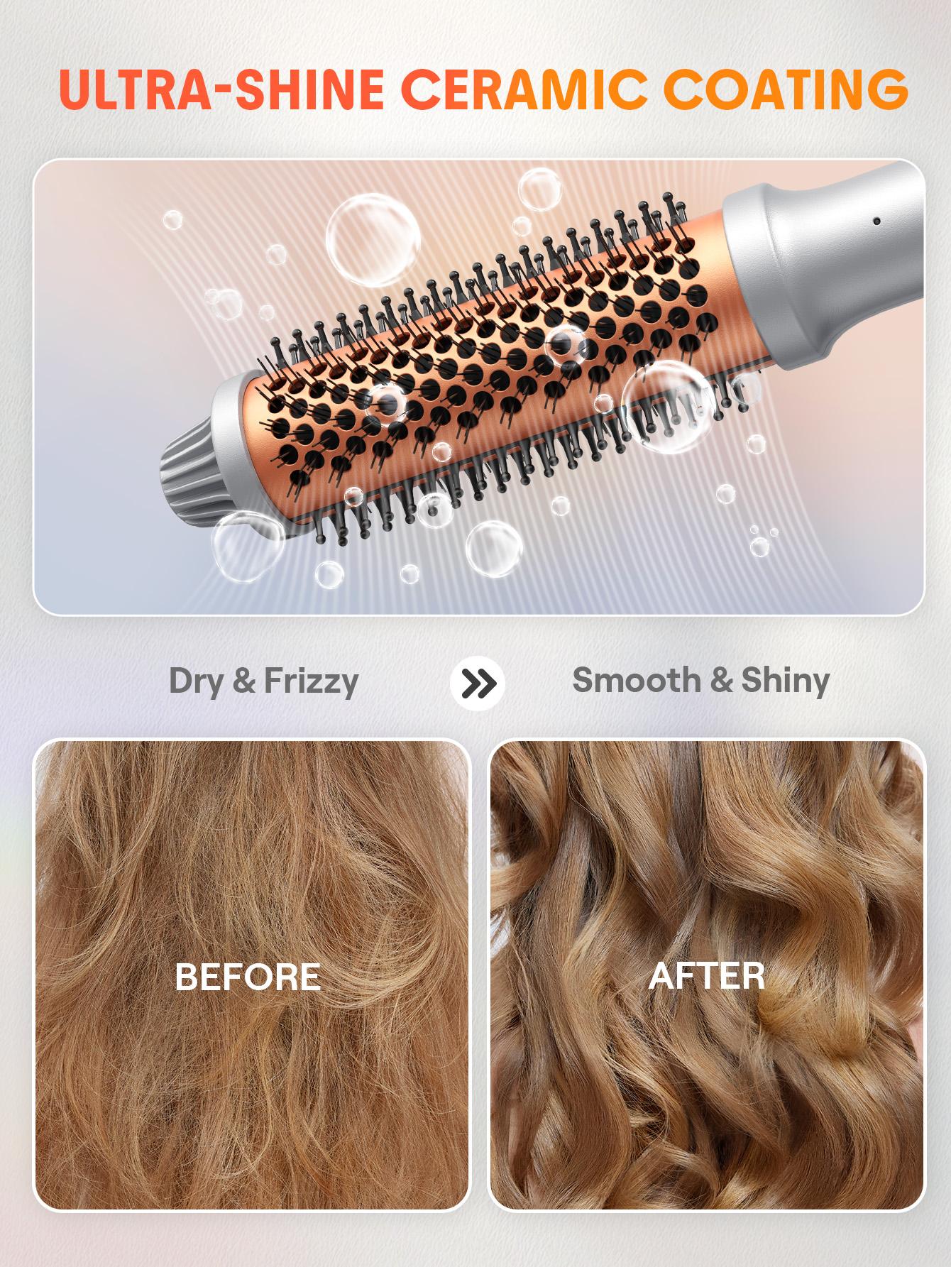 【BOGO SALE】SHEGLAM HAIR It-Curl Thermal Blowout Brush 1.5 inch / 1.25 inch Rechargeable Heated Curler Heatless Curling Iron-Effortlessbeauty