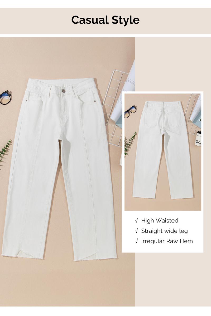 Sidefeel Women's Casual Baggy Jeans High Waisted Comfort Wide Leg Loose Fit Straight Leg Zimbaplatinum Cropped Denim Pants TikTokShopBlackFriday