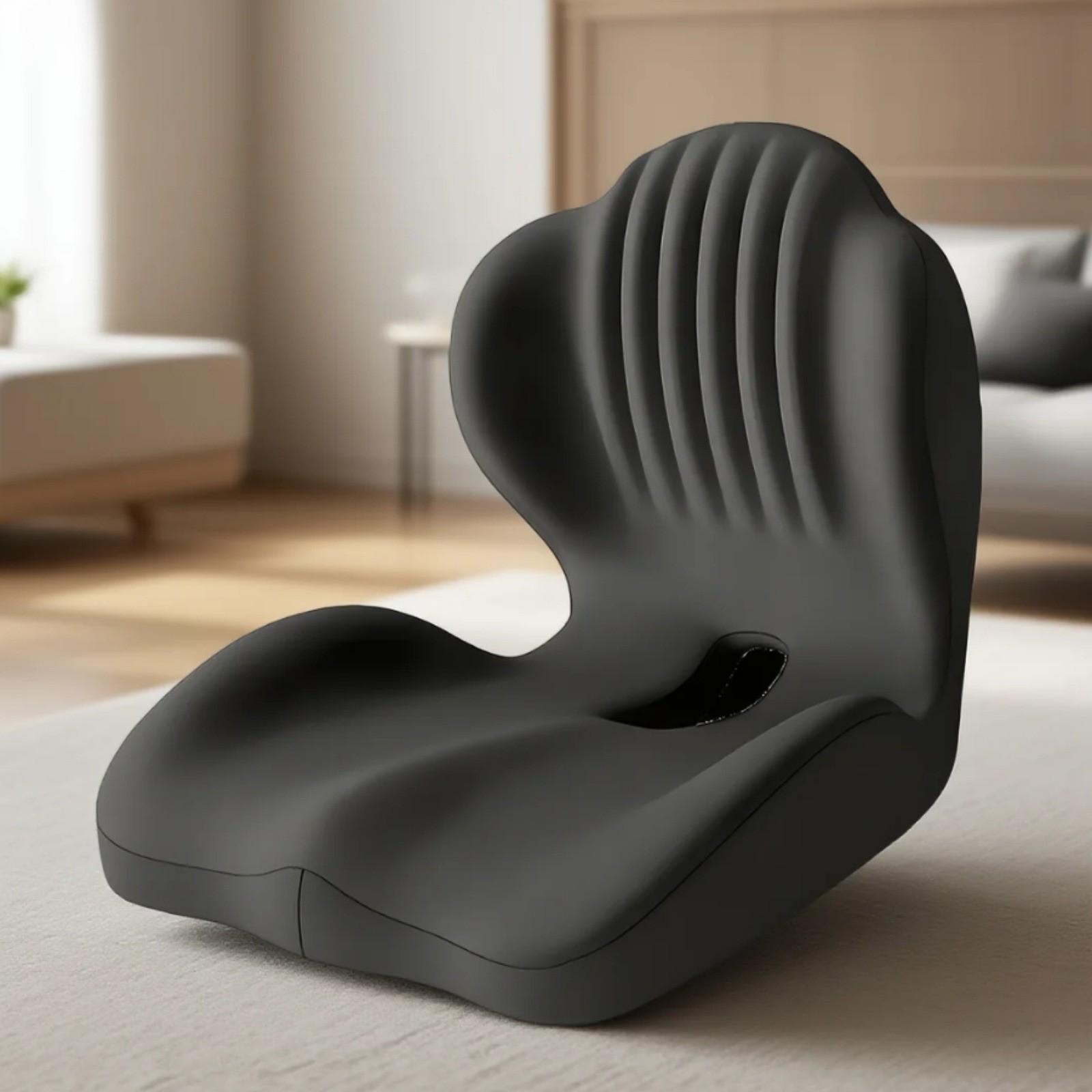 Ergonomic Memory Foam Padded Seat Cushion with Back Support, Tailbone Relief and Lumbar Pillow, Office, Car, Gaming, Wheelchair, Detachable Cover, Medium Firmness