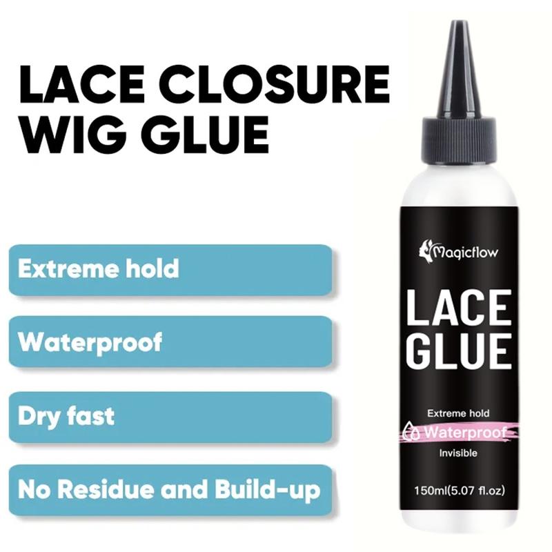 Waterproof Lace Wig Glue 150ML/5.07 Fl. Oz, Strong Hold Fast Dry Invisible, No Odor Easy Removal, Hair Adhesive for Wigs