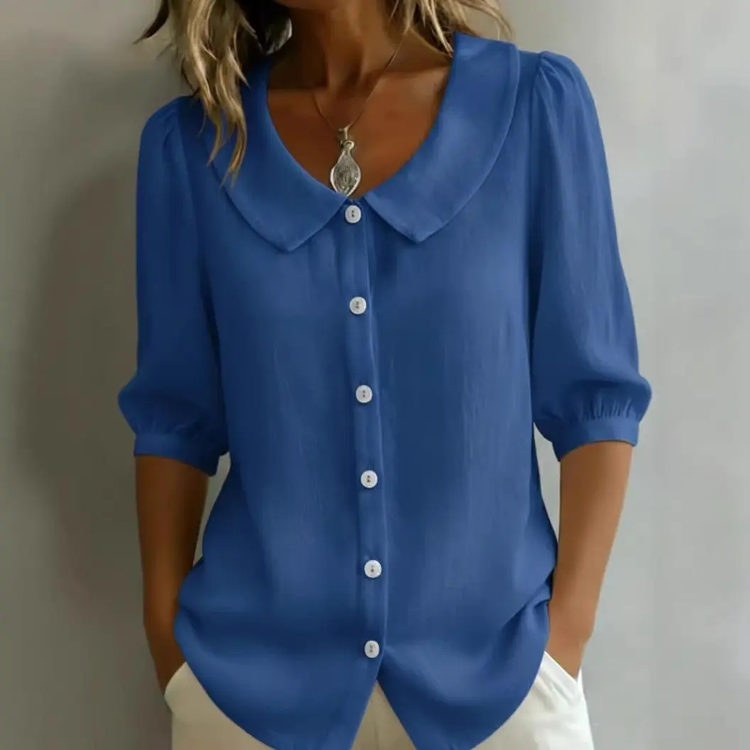 Women's Linen Blouse, Viral Aesthetic V Neck Short Sleeve Shirt, Relaxed Fit Breathable Cotton Linen Business Casual Top, Quiet Luxury Minimalist Fall Fashion, Office Workwear, Everyday Outfit, Vacation Travel Essential
