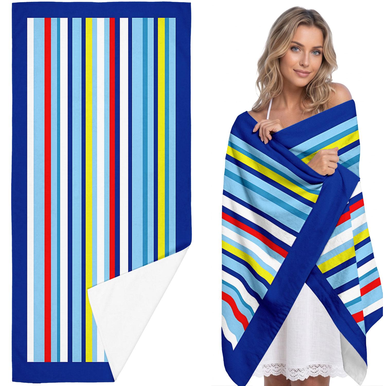 Stripe Beach Towel, Extra Large Quick-Dry Bath Towel, Polyester Fiber, Ideal for Swimming, Camping, Travel