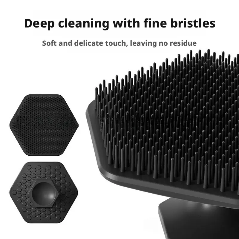 Silicone polygonal face wash brush, men's beard brush, deep pore cleansing exfoliating face brush
