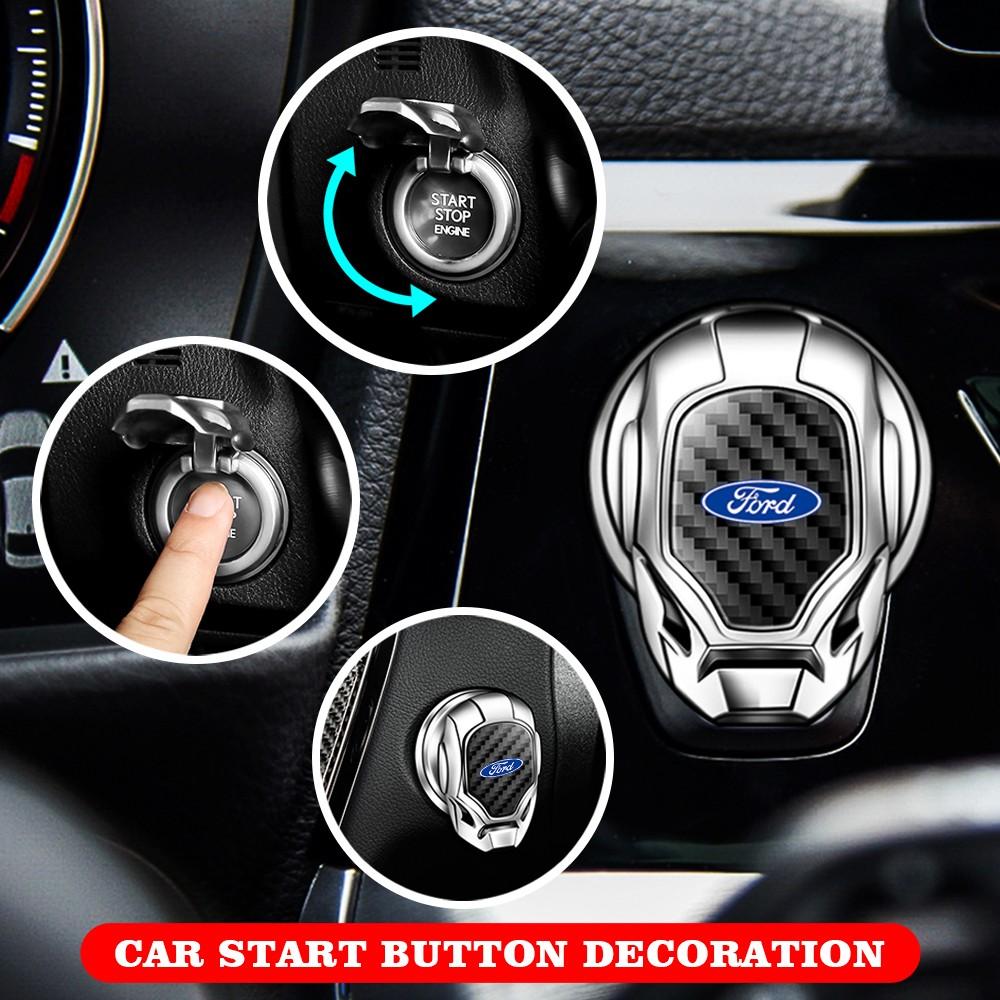 Ford Car Interior Engine Start Button Protective Cover, Car Engine Start Button Cap, Engine Start/Stop Switch Decorative Button Cover, Flip-Open Automotive Style Design, Car Engine Accessories