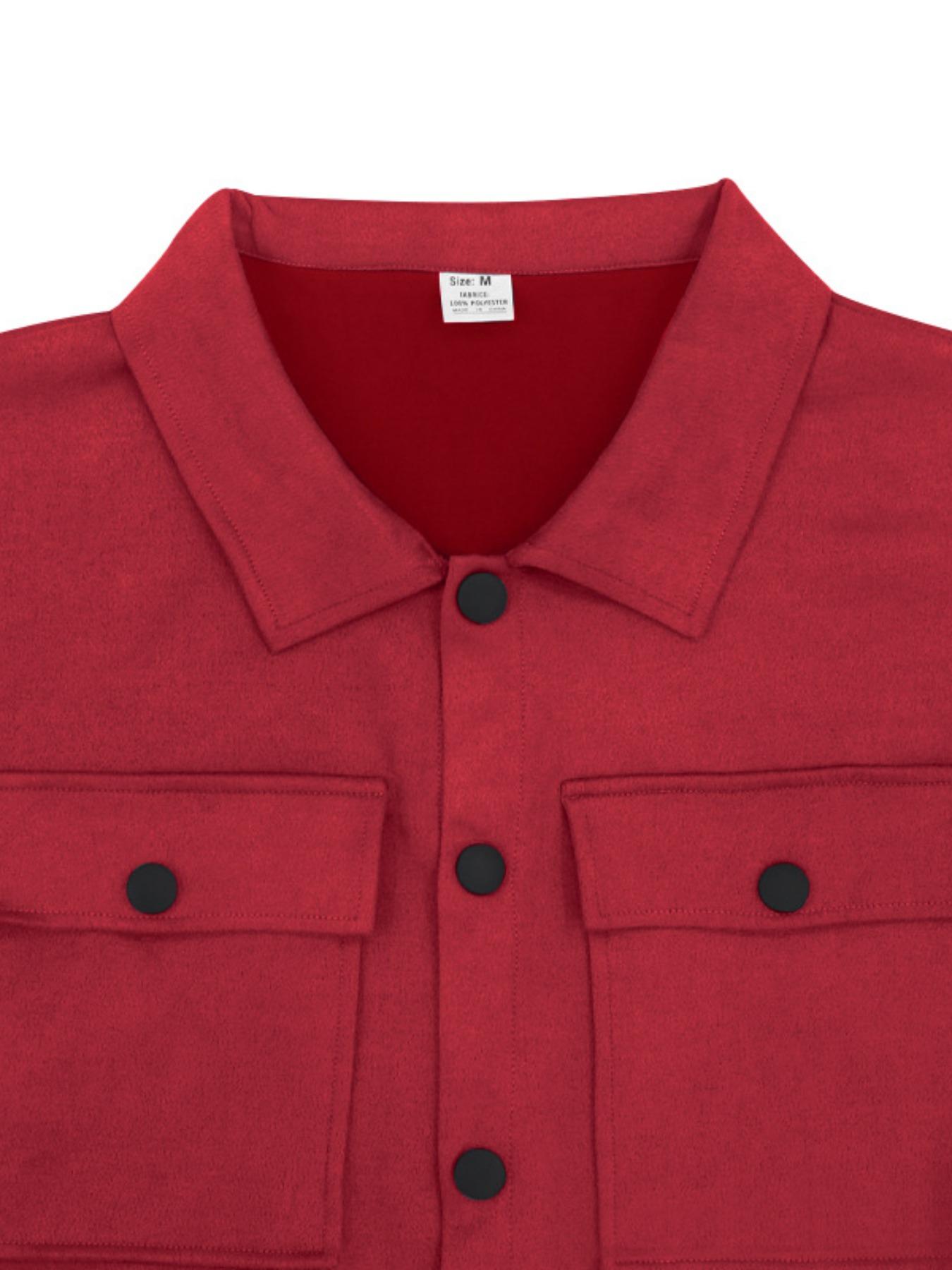 Two-piece men's solid color casual suit, with a button-down collar shirt, single-row button chest pocket, ankle-length pants for warmth drawstring waist, street leisure and workwear elements, suitable for daily outings, casual gatherings, etc. men's suit.