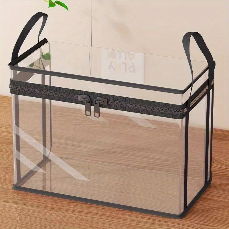 2-Piece Large Capacity Transparent Storage Box Set, Clear Storage Box, Frame Thick Plastic Organizer, Stackable Home Office Game Room Shelving Unit