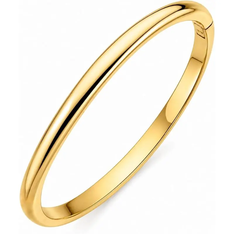 Women's Minimalist 18K Gold Plated Stainless Steel Thin Bangle Bracelet - Waterproof, Non-Tarnish, Stackable for Small Wrists, Daily Wear, Ideal Gift