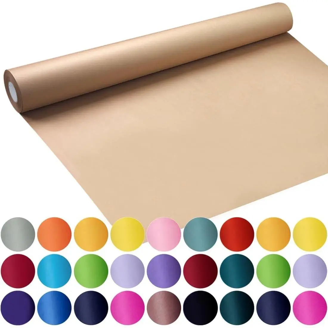 SMART&CASUAL Brown Wrapping Paper Roll 17.8"×1,200"(100') Kraft Paper for Craft Gift Bulletin Board Banner Bouquet Flower Table Covering Packing Shipping Moving 70GSM 50LB(Brown, 17.8" x 1,200")