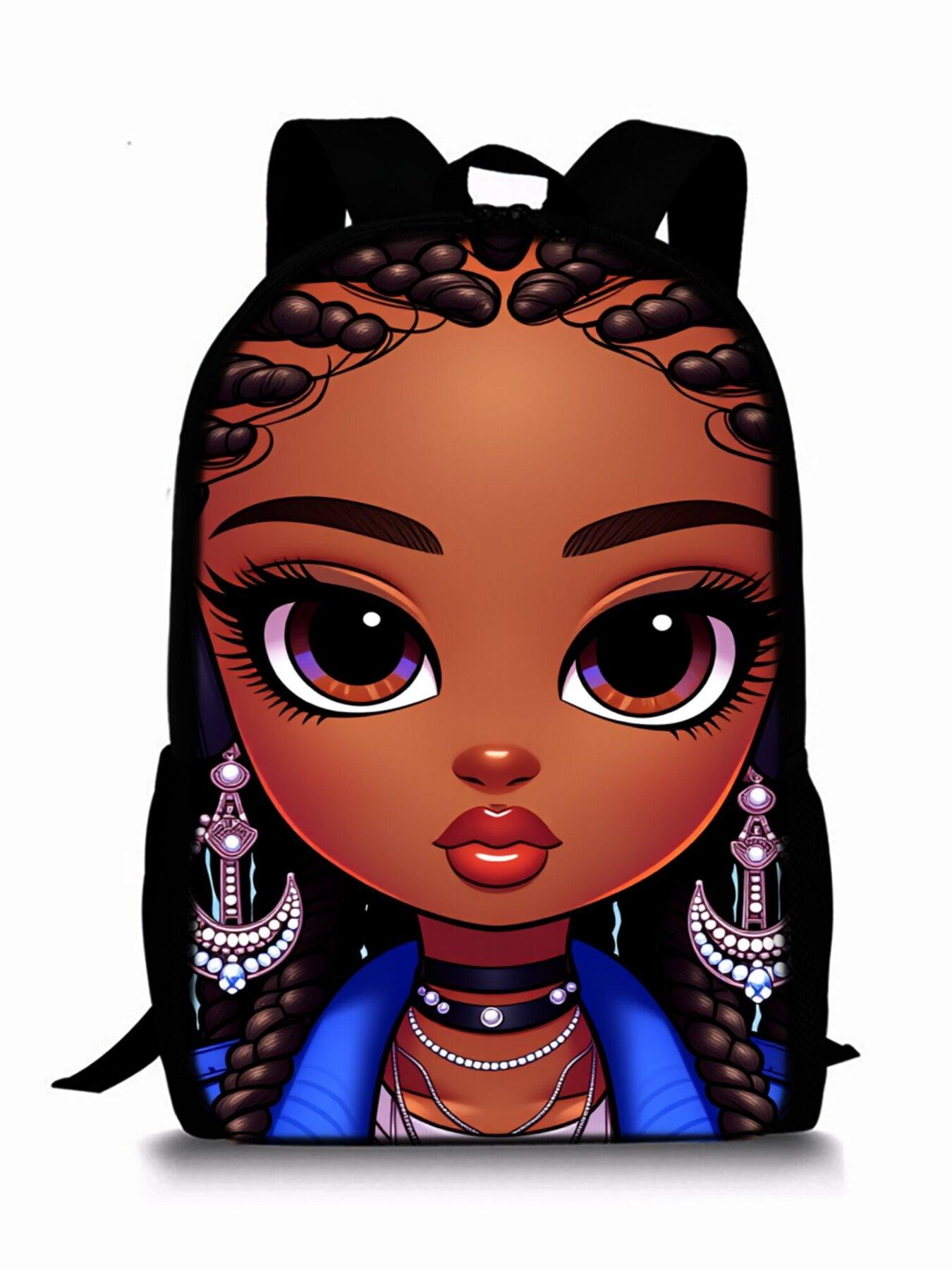 African Girl Pattern Print Single-Layer Backpack