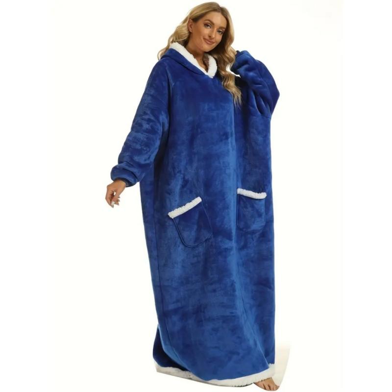 Adult Large Hooded Wearable Blanket, Fleece Blanket Throw, Ultra-Soft Fleece, & Charcoal, Home Casual Clothing, Cozy Loungewear