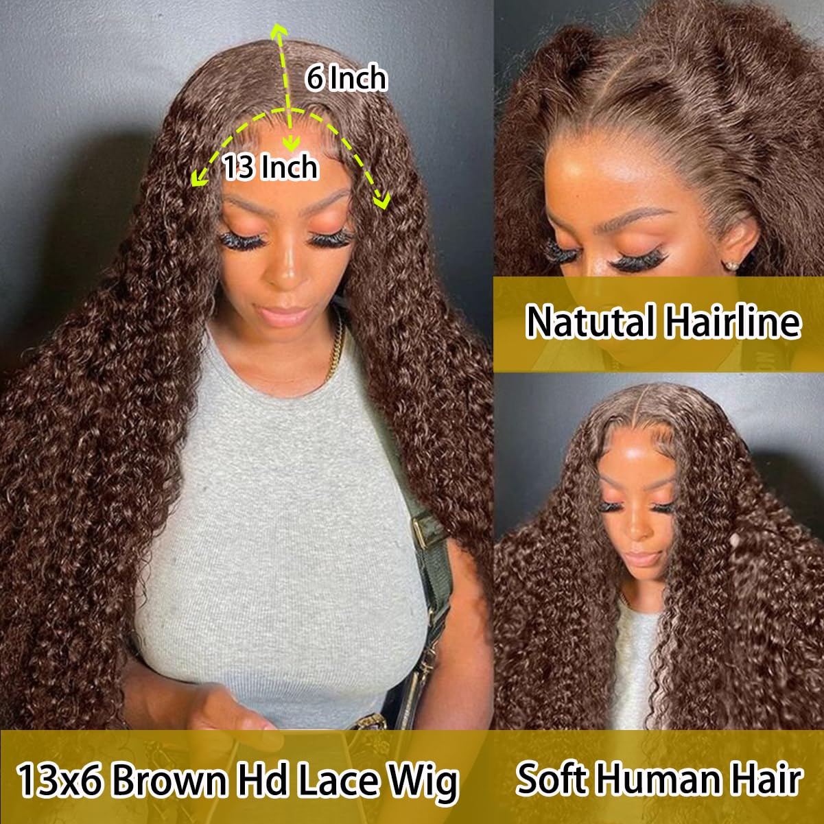 Chocolate Brown Deep Wave Lace Front Wigs Human Hair 180 Density 4# 13x4 13x6 HD Lace Frontal Wigs Curly Human Hair Brown Glueless Wig For Women Pre Plucked with Natural Hairline #TikTokShopHolidayHaul