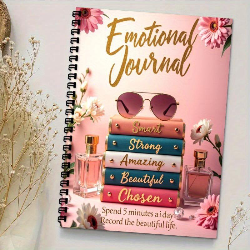 Emotional Diary Notebook, Gratitude Optimistic Happiness Daily Record, Self-Care Spiral Bound Journal, Perfect for Mood Tracking