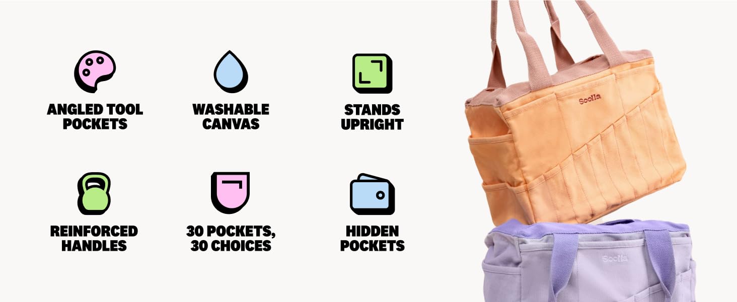 Bag: Pottery Tool Bag, Art Supply Storage Organizer, Craft Tote, Knitting Yarn, Crochet Projects, 30 Pockets, 25+ Canvas Colors, Artist Gift (Blue Skies)