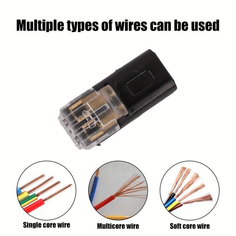 Quick Splice Solderless Connectors 50pcs Electrical Wire Cable Snap-in Blocks 2-Pin Dual Way for LED Strip Car Low Voltage Tool-Free Pluggable AWG 18-22 Crimp Connectors