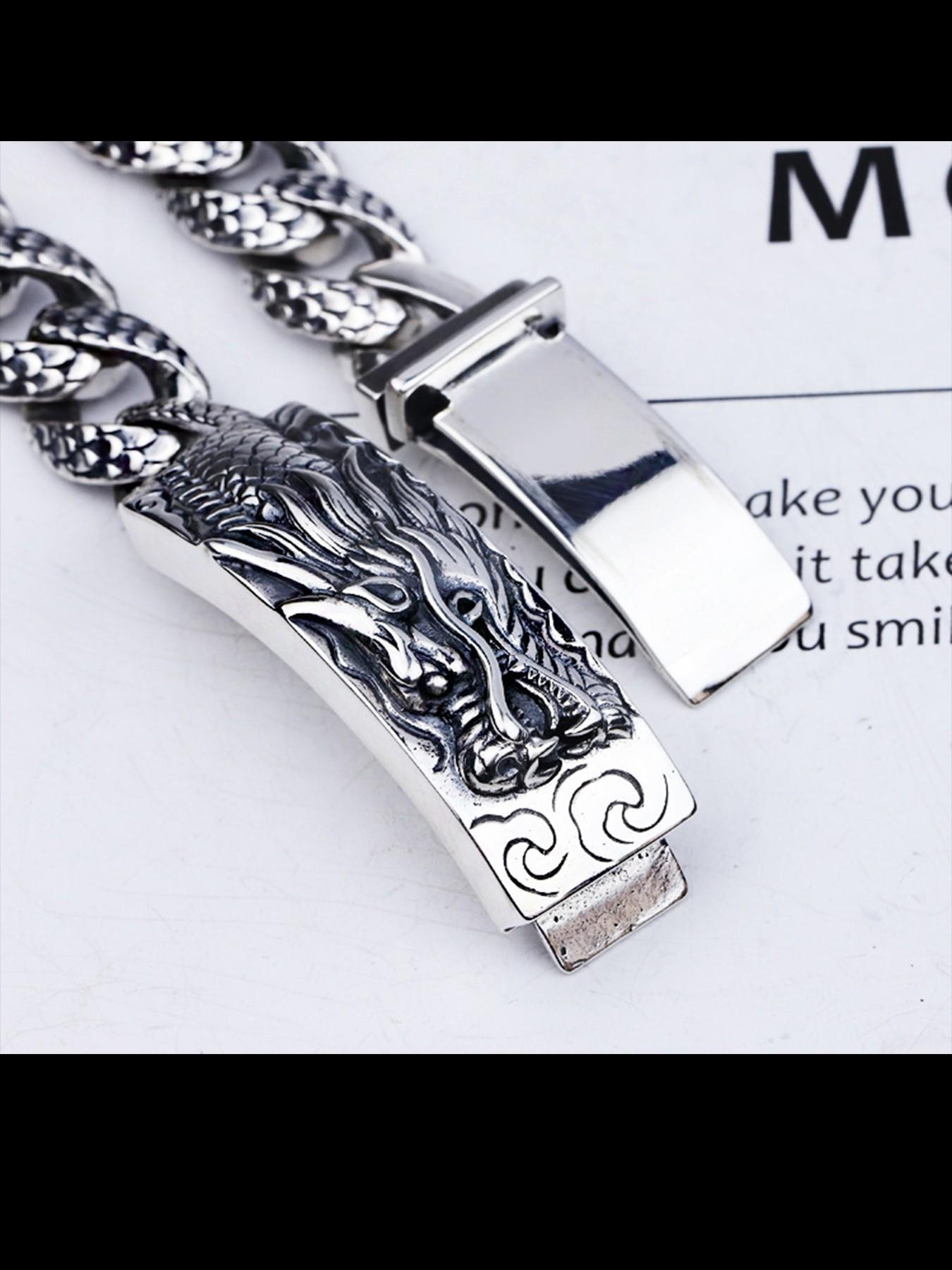 New Men's Bracelet, Couple Traditional Dragon Pattern Insert Lock Bracelet, Vintage Antique Style Men's Bracelet, Fashion Accessory