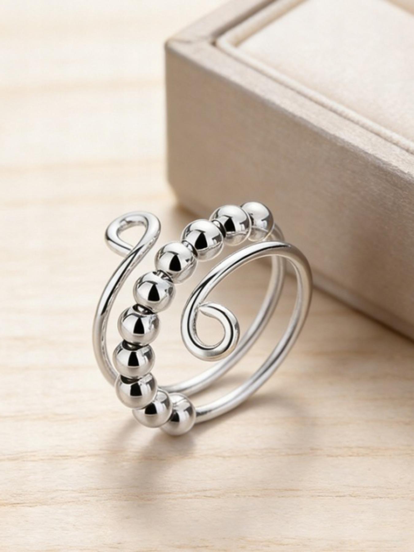Anxiety Ring - Anxiety Relief Rings, Adjustable rotating ring, helps relieve anxiety, stress and meditation - Rotatable and stackable 10 beads, suitable for both men and women - Unique design, helps calm and focus - Anxiety Fidget Ring